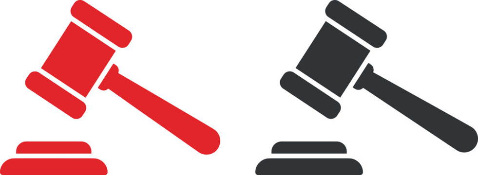 Auction gavel vector icon set showing law judge hammer justice system court authority bidding and legal trial process