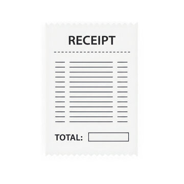 Simple paper receipt icon for retail shopping and financial accounting isolated on transparent background