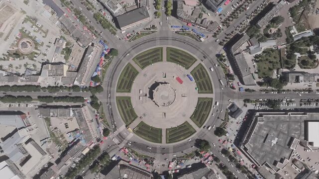 Tekes Bagua city with no traffic lights in Ili, Xinjiang, China.