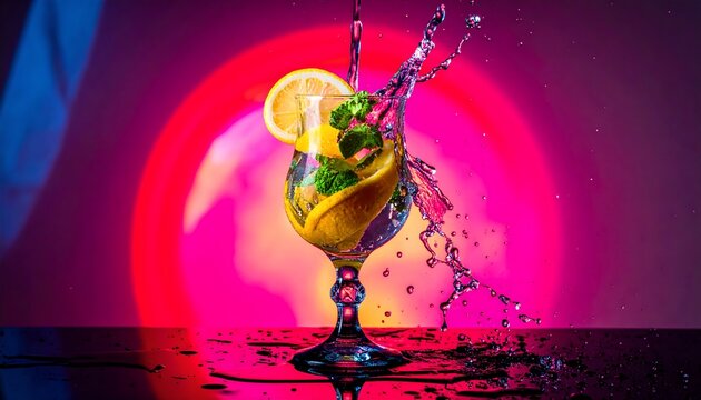 Vivid Splash Lemon and Mint Glass with Dynamic Backdrop
