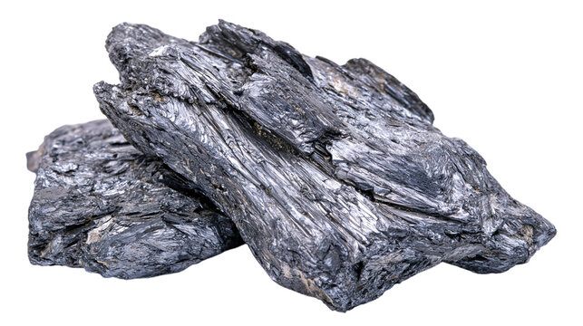 Black coal rock texture pieces isolated on transparent background png cutout