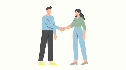 Fototapeta premium Handshake Between Business Colleagues in a Modern Flat Vector Style