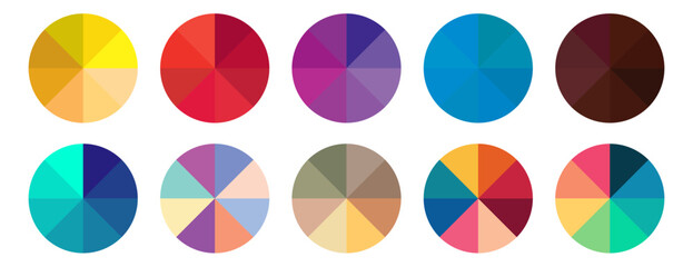 color palette colour wheel color gamut color picker variety of multicolor circle like pizza slice background © Dyan