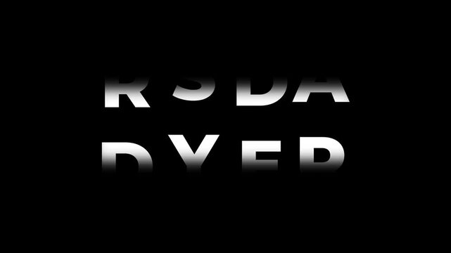 Hard to easy word transition kinetic typography animation. Spinning letters motion graphics on black background. Simplification and problem solving concept. Minimalist rolling text effect.