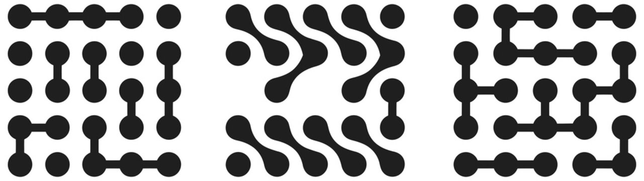 Connected liquid dots featuring disappearing organic  molecule network, nano cells, fluid transition texture, abstract background, isolated vector graphic