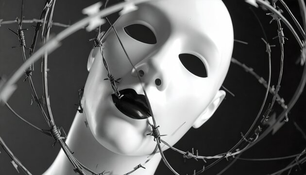 Eerie White Mannequin Head Bound