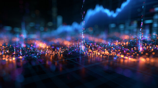 Abstract Digital Financial Data Graph and Stock Market Visualization