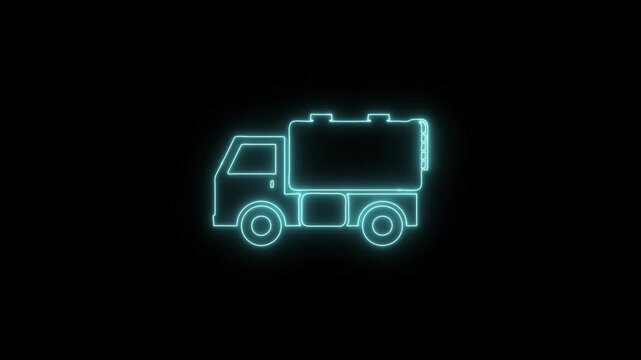 Truck neon icon 4K video animation	