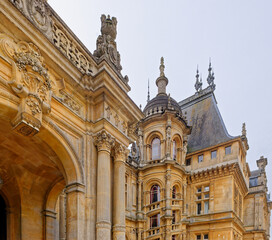 Ornate architectural details and Renaissance Revival tower turret at Waddesdon Manor © adfoto