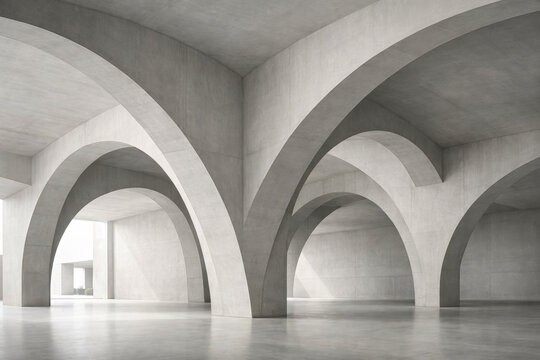 Curved Concrete Sculpture with Minimal Luxury Architectural Abstract Background