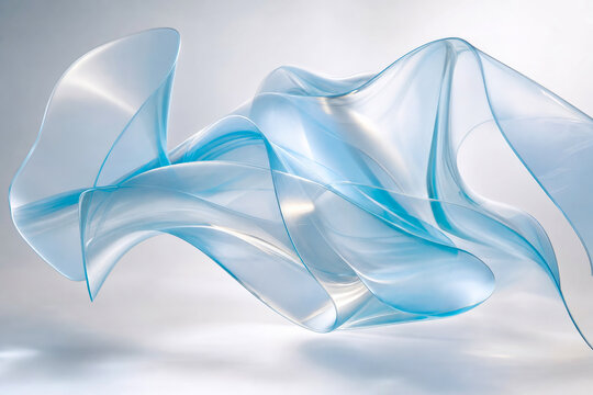 Folded Translucent Polymer Film Luxury Futuristic Abstract Background with Soft Light