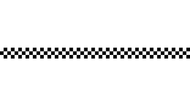 Checkered flag border pattern graphic element with repeating squares and isolated on white background