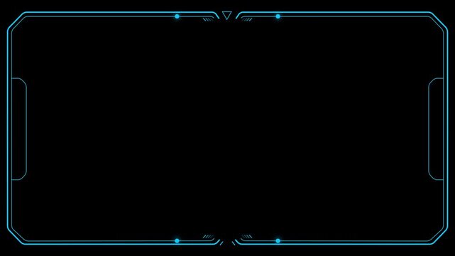 Neon blue hud interface frame overlay for sci-fi ui and digital screen