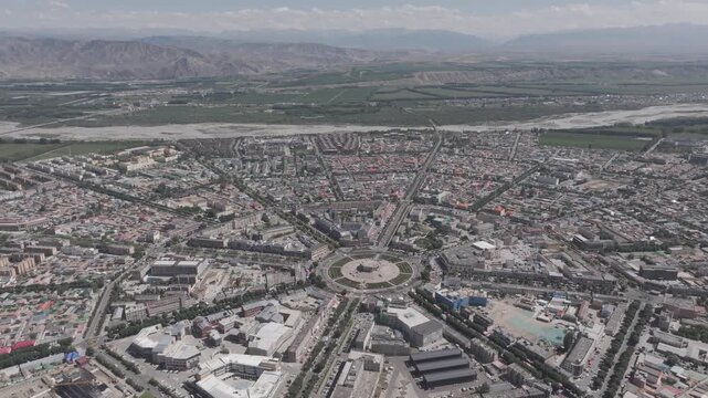 Tekes Bagua city with no traffic lights in Ili, Xinjiang, China.