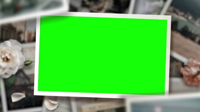 Animated Polaroid Photo Frame Mockup with Green Screen Chroma Key for Video Editing