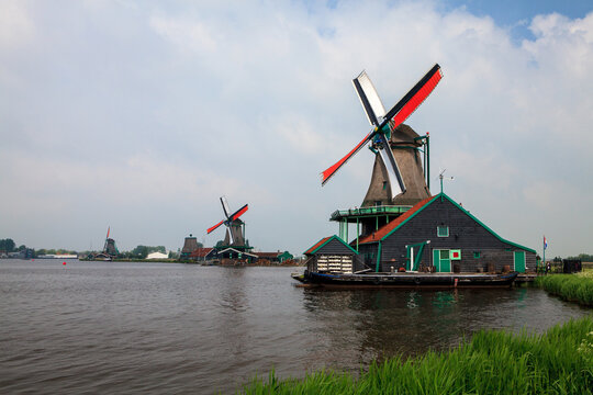 Windmills near Dutch village