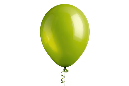 Green helium balloon with curly ribbon