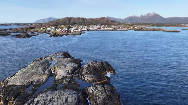Aerial view of the fishing village of Bud, Norway.