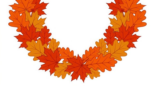 Nature - autumn leaves half wreath border isolated on white background