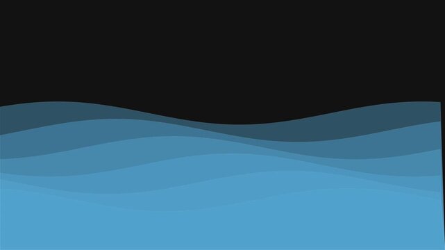 Blue layered wave animation with topographic style on black background for motion graphics