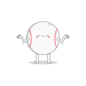 Cute baseball ball cartoon character nonchalant attitude doodle