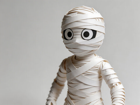 Paper mummy figure wrapped in bandages