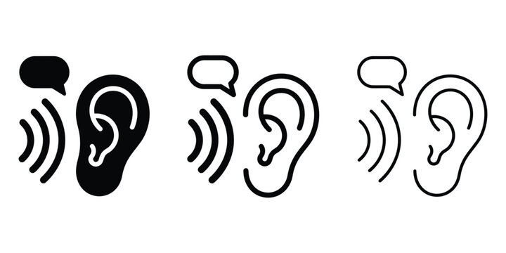 Active listening icon silhouette vector outline and line art