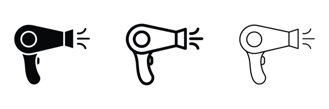 Blow dryer icon silhouette vector outline and line art