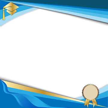 Vector illustration of an abstract gradient blue border frame, designed for picture frames or certificates, isolated from the background.