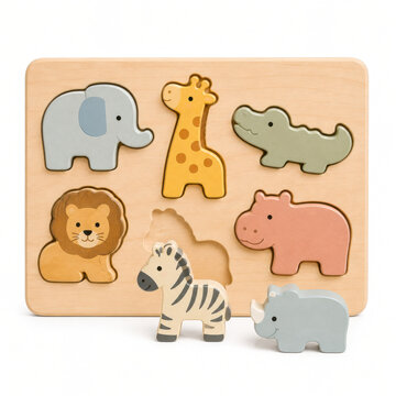 Wooden Animal Puzzle Board Educational Toy For Curious Children