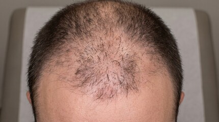 Fototapeta premium Trichotillomania Hair Pulling Disorder Realistic Clinical Dermatology Scalp Photograph