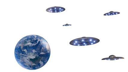 Alien UFOs Approaching Earth Sci-Fi    © Carlos-F-3D