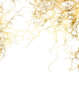 Brushstroke with gold. Watercolor brush stroke gold. Golden foil pieces flake. Elegant gold sparkle gold wave background with soft festive light particles. Golden line abstract shiny gold wave design.