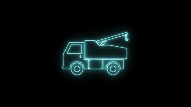 Truck neon icon 4K video animation	
