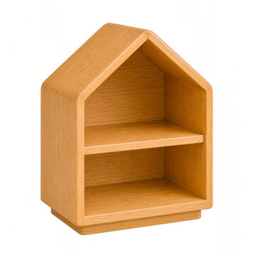 Wooden House Wall Shelf With Minimal Modern Storage Design