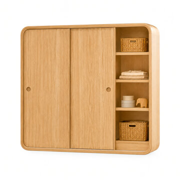 Minimal Sliding Door Cabinet With Modern Wooden Storage Design