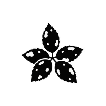 Black silhouette of rose leaves with spots