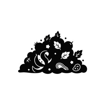 Compost pile with kitchen scraps and leaves vector graphic