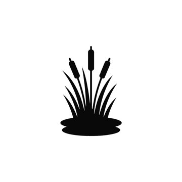 Water garden with cattails and reeds illustration