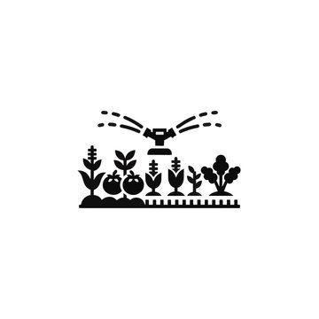 Sprinkler system watering vegetable garden icon
