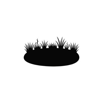 Silhouette of ornamental grass in water garden illustration