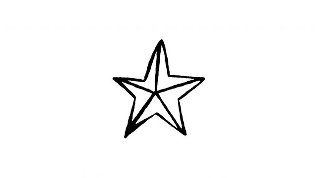 4K hand drawn medal star badge icon with boiling line effect. Features frame by frame doodle style on black and green screen background for military honor award, patriotic reward, star insignia.