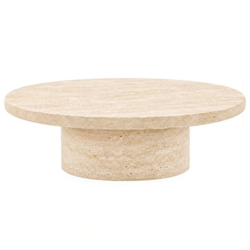 Wide Round Stone Coffee Table With Sculptural Modern Design