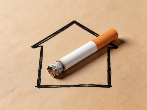 Cigarette on house outline