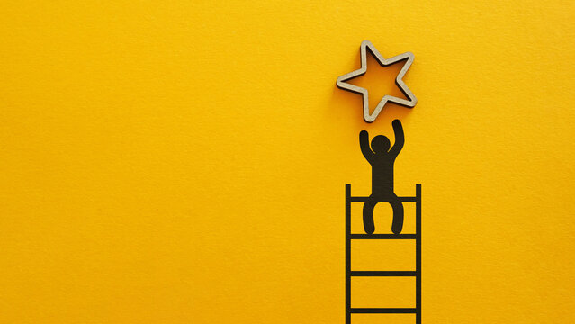 Career Growth, Reaching Success, Personal Achievement, Goal Setting, Leadership Development, Employee Recognition, Ambition, Motivation and Professional Success Concept