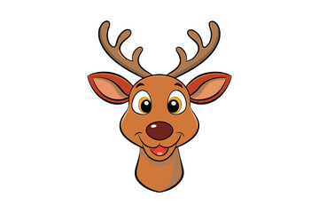 Cute reindeer head cartoon vector illustration isolated on white background © Mahinur