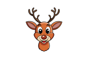 Cute reindeer head cartoon vector illustration isolated on white background © Mahinur