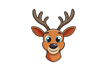 Cute reindeer head cartoon vector illustration isolated on white background © Mahinur