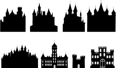 Obraz premium Set of silhouettes of castles and palaces, vector