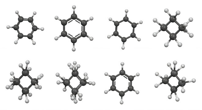 molecular structures arranged on a white background chemistry concepts educational or scientific publications